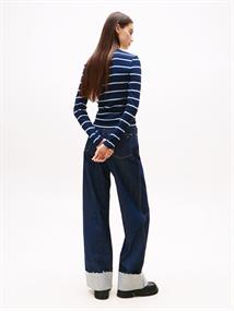 TJW SLIM ESSENTIAL RIB LS dark night navy - stripe