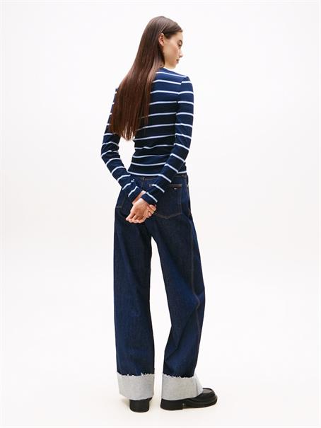TJW SLIM ESSENTIAL RIB LS dark night navy - stripe