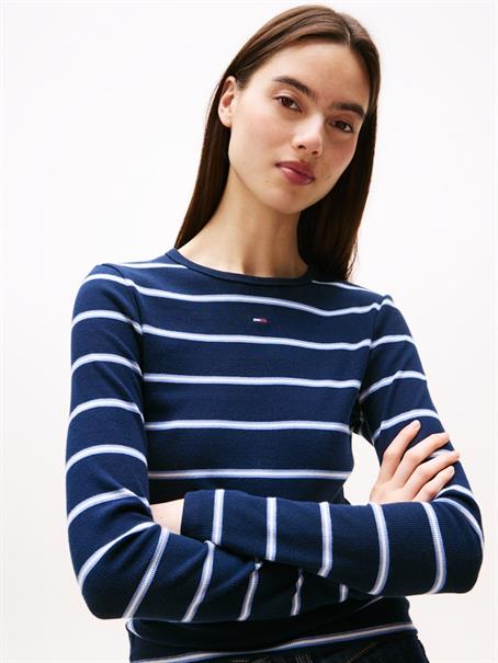 TJW SLIM ESSENTIAL RIB LS dark night navy - stripe