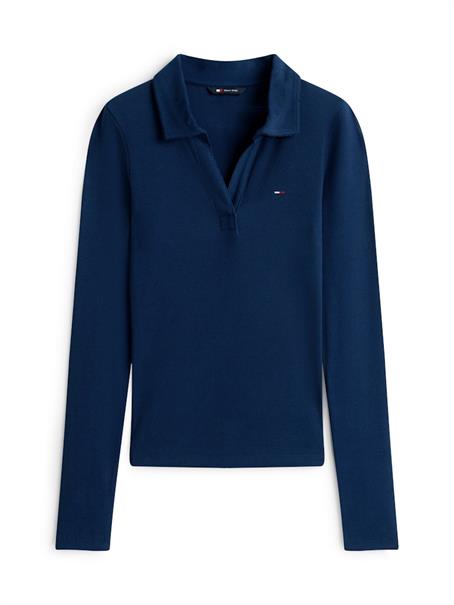 TJW SLIM ESSENTIAL RIB LS POLO dark night navy