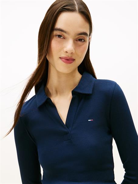 TJW SLIM ESSENTIAL RIB LS POLO dark night navy