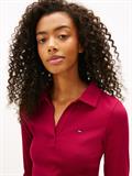TJW SLIM ESSENTIAL RIB LS POLO lavish cerise