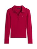 TJW SLIM ESSENTIAL RIB LS POLO lavish cerise