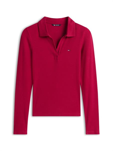 TJW SLIM ESSENTIAL RIB LS POLO lavish cerise
