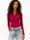 TJW SLIM ESSENTIAL RIB LS POLO lavish cerise