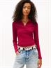 TJW SLIM ESSENTIAL RIB LS POLO lavish cerise