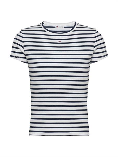 TJW SLIM ESSENTIAL RIB SS EXT ecru - navy stripe