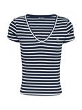 TJW SLIM ESSENTIAL RIB V SS dark night navy - stripe
