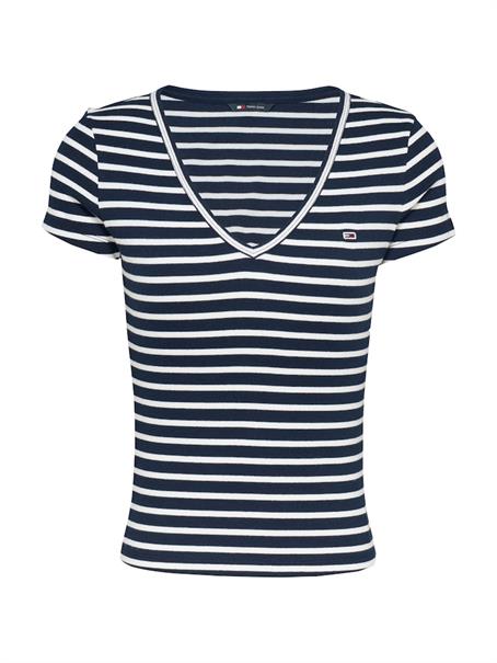TJW SLIM ESSENTIAL RIB V SS dark night navy - stripe