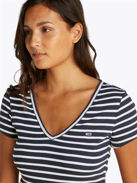 TJW SLIM ESSENTIAL RIB V SS dark night navy - stripe