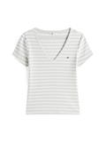 TJW SLIM ESSENTIAL RIB V SS misty sage - stripe
