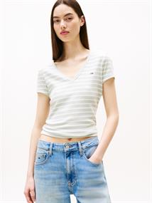 TJW SLIM ESSENTIAL RIB V SS misty sage - stripe