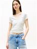 TJW SLIM ESSENTIAL RIB V SS misty sage - stripe