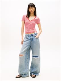 TJW SLIM ESSENTIAL RIB V SS red alert - stripe