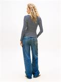 TJW SLIM HENLEY WAFFLE LS dark night navy - stripe