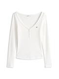 TJW SLIM HENLEY WAFFLE LS ecru