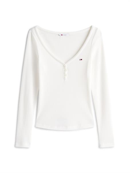 TJW SLIM HENLEY WAFFLE LS ecru