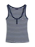 TJW SLIM HENLEY WAFFLE TANK dark night navy - stripe