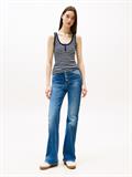 TJW SLIM HENLEY WAFFLE TANK dark night navy - stripe