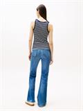 TJW SLIM HENLEY WAFFLE TANK dark night navy - stripe