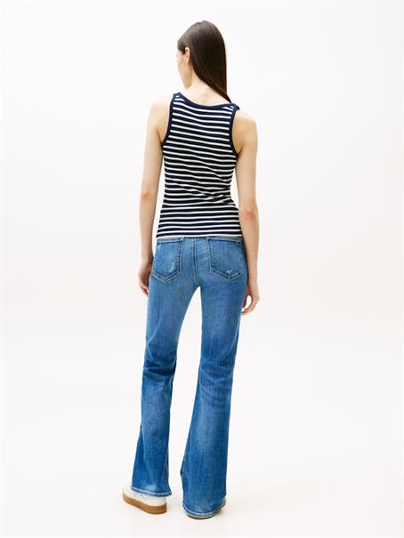 TJW SLIM HENLEY WAFFLE TANK dark night navy - stripe