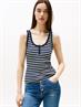 TJW SLIM HENLEY WAFFLE TANK dark night navy - stripe