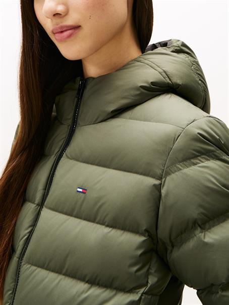 TJW SLIM HOOD PRNT DOWN JCKT EXT pewter green