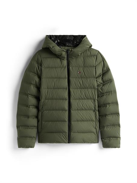 TJW SLIM HOOD PRNT DOWN JCKT EXT pewter green