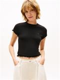 TJW SLIM LETTUCE EDGE RIB SS black