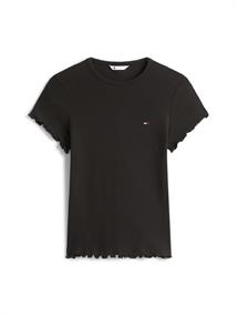 TJW SLIM LETTUCE EDGE RIB SS black