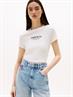 TJW SLIM LOGO 2 POINTELLE TEE ecru
