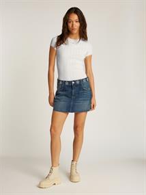 TJW SLIM POINTELLE RIB TEE ecru