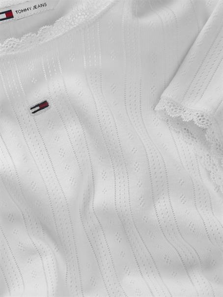 TJW SLIM POINTELLE RIB TEE ecru
