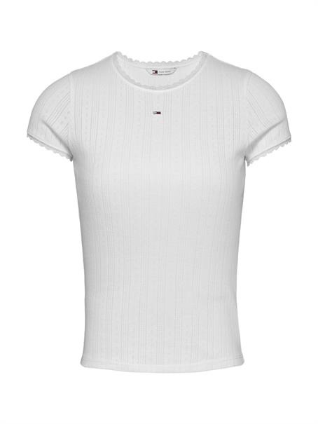 TJW SLIM POINTELLE RIB TEE ecru