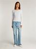 TJW SLIM POINTELLE RIB TEE LS ecru
