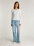 TJW SLIM POINTELLE RIB TEE LS ecru