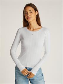 TJW SLIM POINTELLE RIB TEE LS ecru