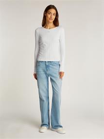 TJW SLIM POINTELLE RIB TEE LS ecru