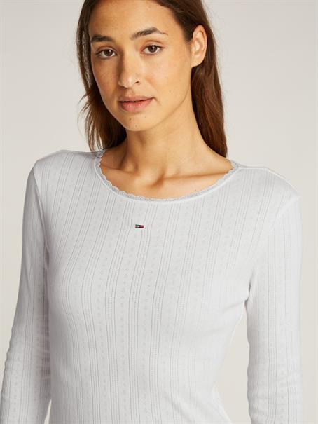 TJW SLIM POINTELLE RIB TEE LS ecru