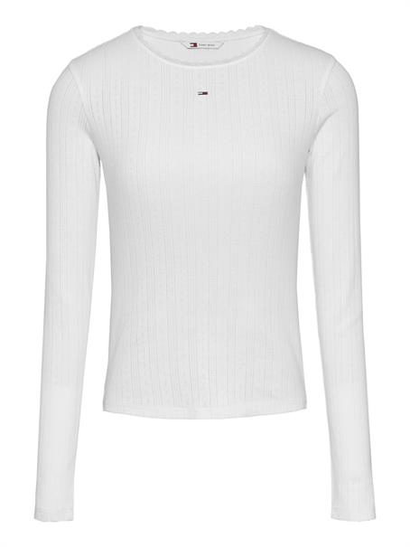 TJW SLIM POINTELLE RIB TEE LS ecru