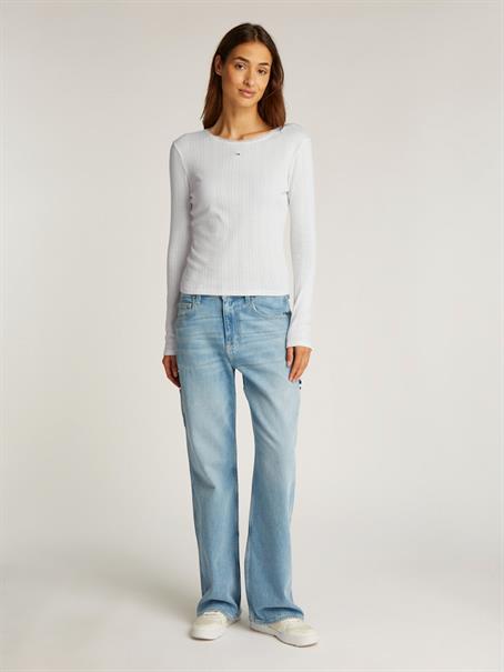 TJW SLIM POINTELLE RIB TEE LS ecru
