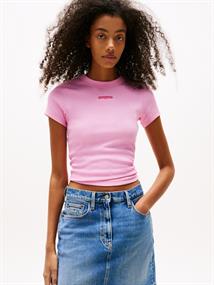 TJW SLIM SCRIPT LABEL SS TEE EXT carnival pink