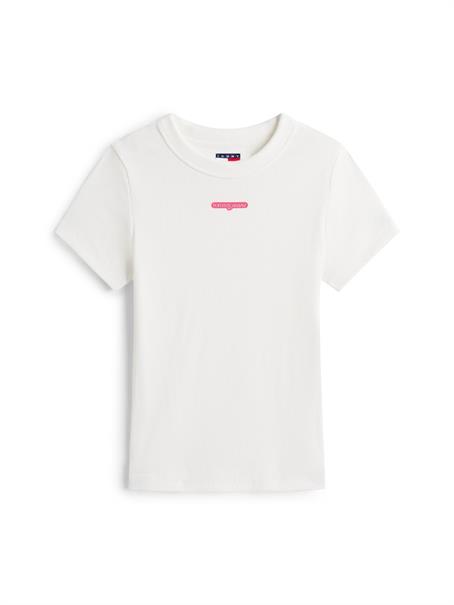 TJW SLIM SCRIPT LABEL SS TEE EXT ecru