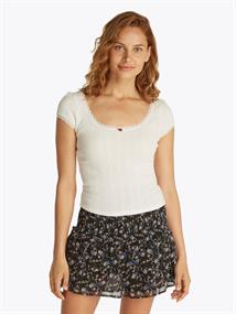 TJW SLIM SH POINTELLE SS TEE EXT ecru