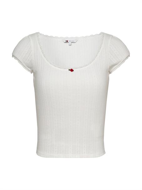 TJW SLIM SH POINTELLE SS TEE EXT ecru