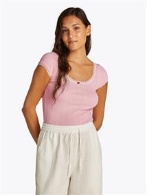 TJW SLIM SH POINTELLE SS TEE EXT precious pink