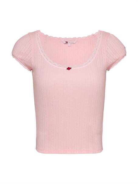 TJW SLIM SH POINTELLE SS TEE EXT precious pink
