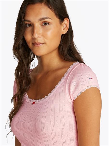 TJW SLIM SH POINTELLE SS TEE EXT precious pink