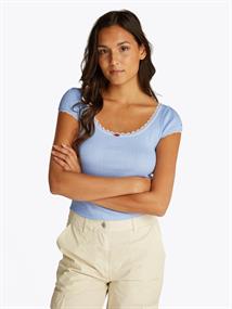 TJW SLIM SH POINTELLE SS TEE EXT sweet blue