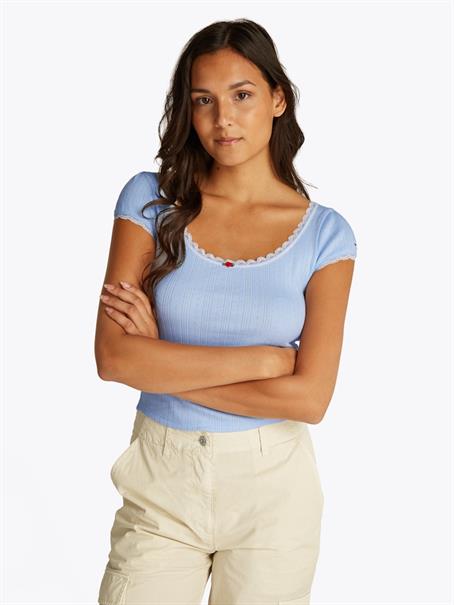 TJW SLIM SH POINTELLE SS TEE EXT sweet blue